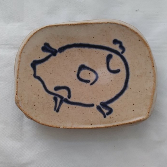 Other - Pottery Farmhouse Pig Dish Hand Thrown Blue